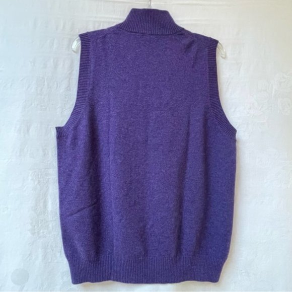 Kinross Cashmere Knit Vest Womens Medium Cashmere Half Zip Winter Purple Jacket - Picture 4 of 11